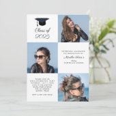 Invitation Custom 3 Photo Collage Classe Graduation Invitatio (Debout devant)