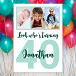 Invitation Custom 40th Birthday Green Script Photo Collage<br><div class="desc">Mettez un sourire sur un visage avec cette coutume 40e anniversaire moderne écriture verte collage photo Invitation pour lui. Vous pouvez ajouter de jolies photos d'enfance ou tout ce que vous voulez. - Cliquez simplement pour personnaliser ce design 🔥 Mes promesses - Ce design est unique et conçu avec vous...</div>