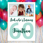 Invitation Custom 60th Birthday Script Pour Lui Photo Collage<br><div class="desc">Mettez un sourire sur un visage avec cette coutume 60e anniversaire moderne écriture verte collage photo Invitation pour lui. Vous pouvez ajouter de jolies photos d'enfance ou tout ce que vous voulez. - Cliquez simplement pour personnaliser ce design 🔥 Mes promesses - Ce design est unique et conçu avec vous...</div>