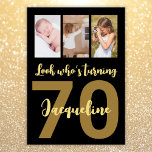 Invitation Custom 70th Birthday Gold Modern Photo Collage<br><div class="desc">Mettez un sourire sur un visage avec ce personnalisation 70ème anniversaire script moderne photo collage Invitation. Vous pouvez ajouter l'enfance mignonne ou tout ce que vous voulez. - Cliquez simplement pour personnaliser ce design - Pour une option écologique - choisissez 🔥 numérique Mes promesses - Ce design est unique et...</div>