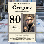 Invitation Custom 80th Birthday Drôle Citation Retro Journal<br><div class="desc">👉 Mettez un sourire sur un visage avec cette incroyable invitation de 80e anniversaire de style rétro! Complétez avec une citation et une photo amusante, vous serez sûr de placer votre célébration au-dessus du reste! #zazzlemade - Cliquez simplement pour personnaliser ce design 🔥 Mes promesses - Ce design est unique...</div>