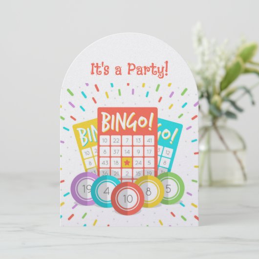 Invitation Custom Age fun Bingo Thème Anniversaire (Debout devant)