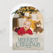 Invitation Custom Arch-Shaped Merriest Christmas Photo Card (Devant / Derrière)