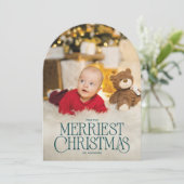 Invitation Custom Arch-Shaped Merriest Christmas Photo Card (Debout devant)