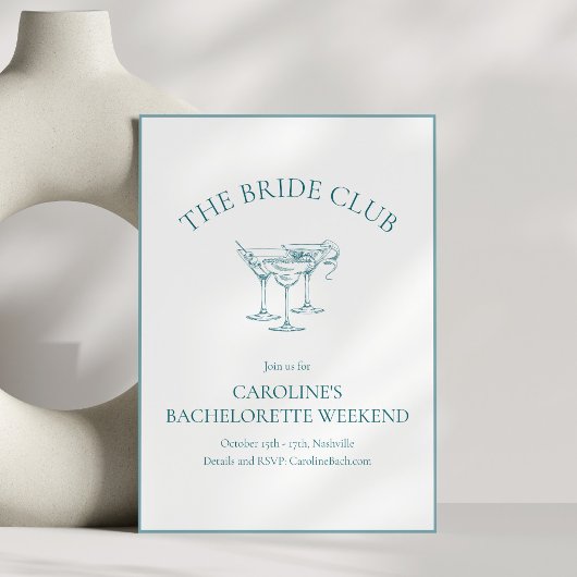 Invitation Custom Bachelorette Party Cocktail Social Club