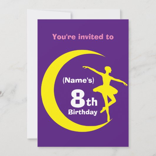 Invitation Custom Ballerina 8th Birthday ajouter n (Devant)