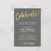 Invitation CUSTOM Bar Mitzvah boîtier Brandon gris + or (Devant / Derrière)