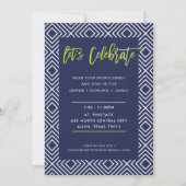 Invitation CUSTOM Bar Mitzvah marine moderne + chaux DANIEL (Dos)