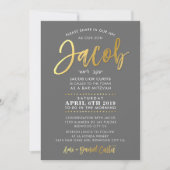 Invitation CUSTOM Bar Mitzvah nom de script or JACOB (Devant)