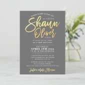 Invitation CUSTOM Bar Mitzvah nom du script d'or SHAUN (Debout devant)