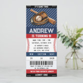 Invitation Custom Baseball Ticket Birthday with photo for boy (Debout devant)