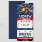 Invitation Custom Baseball Ticket Birthday with photo for boy (Devant / Derrière)