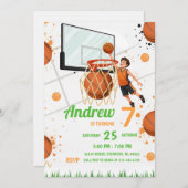Invitation Custom Basketball Birthday party (Devant / Derrière)