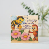 Invitation Custom bee baby shower (Debout devant)