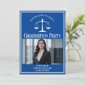 Invitation Custom Blue Law School Graduation Photo Party (Debout devant)