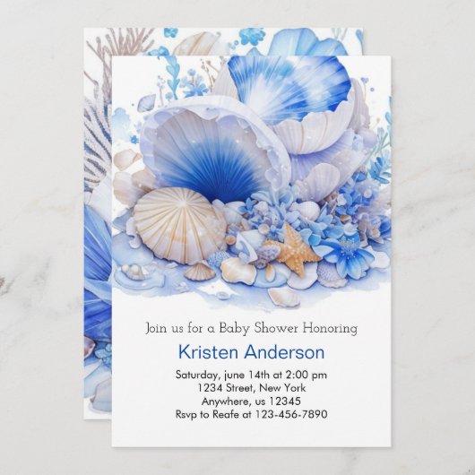Invitation Custom Boy Under the Sea Baby shower (Devant / Derrière)