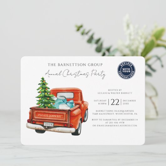 Invitation Custom Business Logo Christmas Holiday Party (Debout devant)