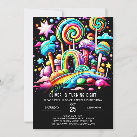 Invitation Custom Candy Wonderland Anniversaire (Devant)