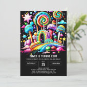 Invitation Custom Candy Wonderland Anniversaire (Debout devant)