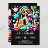 Invitation Custom Candy Wonderland Anniversaire (Devant / Derrière)