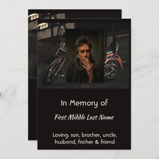 Invitation Custom Celebration of Life Service Invite Biker (Devant / Derrière)