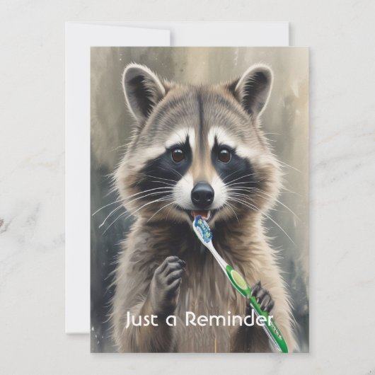 Invitation Custom Check up Reminder Dentist Fun Raccoon (Devant)