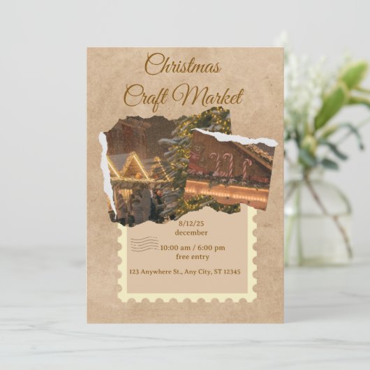 Invitation Custom Christmas Card" "Elegant Christmas Greetin (Debout devant)