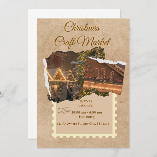 Invitation Custom Christmas Card" "Elegant Christmas Greetin (Devant / Derrière)