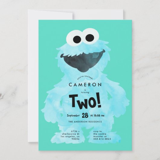 Invitation Custom COOKIE MONSTER Sesame Street Anniversaire (Devant)