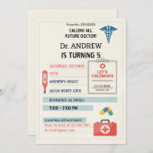 Invitation Custom Digital Doctor Kids Pretend Birthday Party (Devant / Derrière)