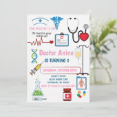 Invitation Custom Digital Nurse Kids Pretend Birthday Party (Debout devant)