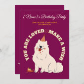 Invitation Custom Dog Birthday Party Invite Make A Wish (Devant / Derrière)