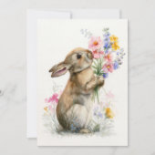 Invitation Custom Easter Card with Flowers and Easter Bunny (Devant)
