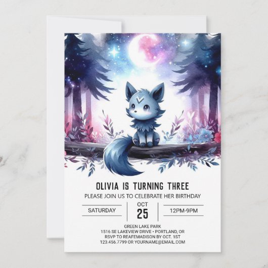 Invitation Custom Fantasy Wolf Birthday (Devant)