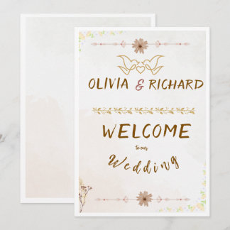 Invitation Custom Floral Wedding Welcome Sign