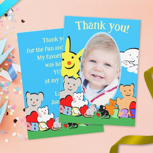 Invitation Custom Fun Cute Animals Birthday Thank You Card