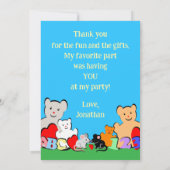 Invitation Custom Fun Cute Animals Birthday Thank You Card (Dos)