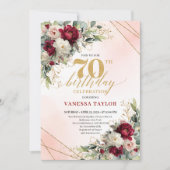 Invitation Custom gold floral 70th birthday invite for men (Devant)