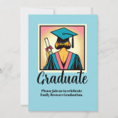 Invitation Custom Graduation Party Pop Art (Devant)