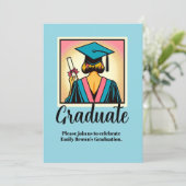 Invitation Custom Graduation Party Pop Art (Debout devant)
