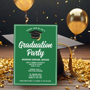 Invitation Custom Green White Modern 2025 Graduation Party