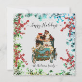 Invitation Custom Happy Holidays Chic Rustic Vintage Ephemera (Devant)
