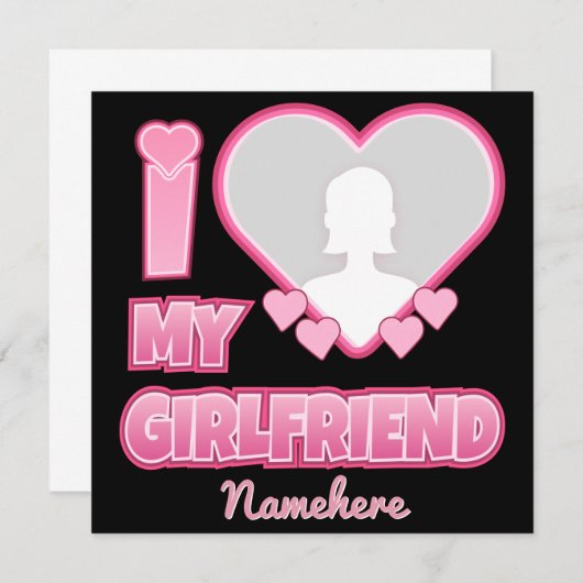 Invitation Custom I Love My Girlfriend - Ajouter photo et nom (Devant / Derrière)