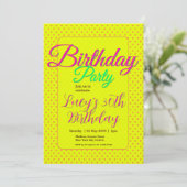 Invitation Custom Invitation, Polka Dots, Birthday Party (Debout devant)