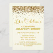 Invitation Custom Ivory and Gold Glitter 50th Birthday Party (Devant / Derrière)