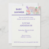 Invitation Custom Kids Artwork, deux mignonnes souris, fleurs (Devant)