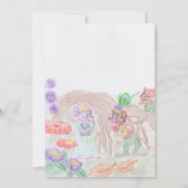 Invitation Custom Kids Artwork, deux mignonnes souris, fleurs (Dos)