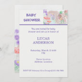 Invitation Custom Kids Artwork, deux mignonnes souris, fleurs (Devant / Derrière)