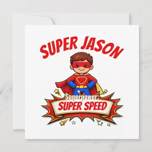 Invitation Custom Kids Superhero Name & Superpower (Devant)