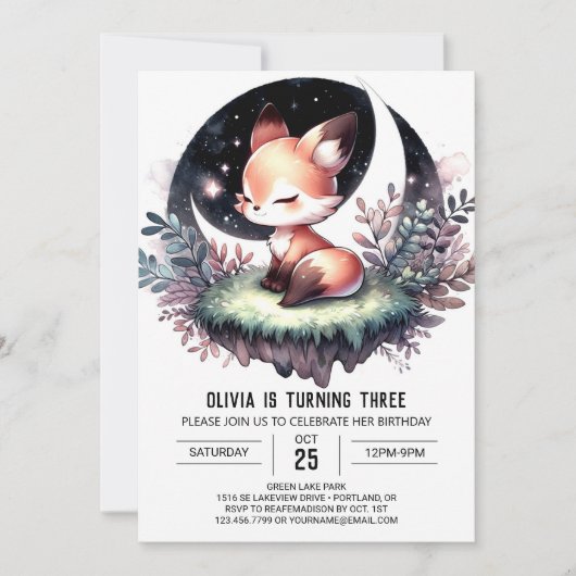 Invitation Custom Majestic Fox Anniversaire numérique (Devant)